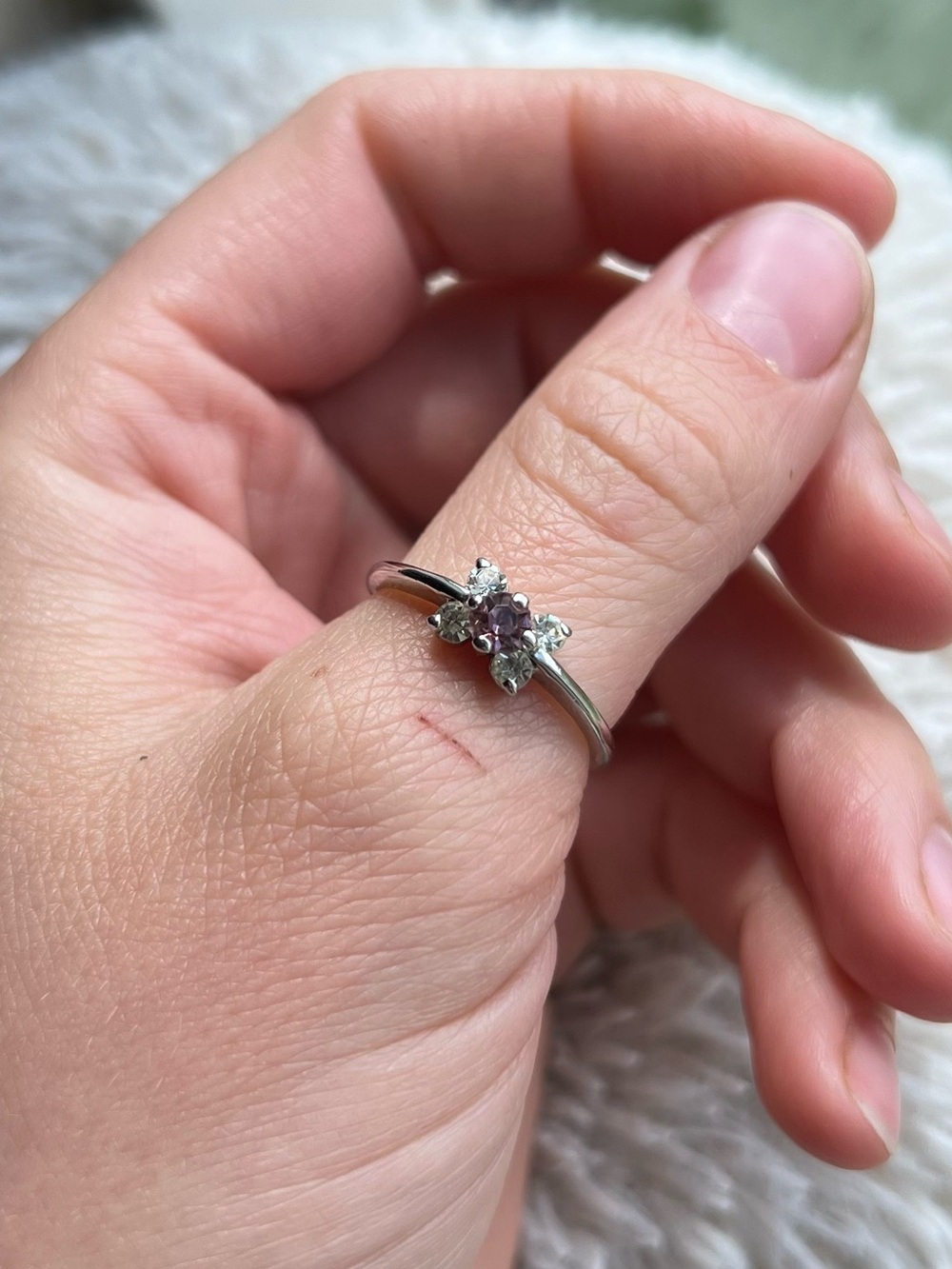 Silver Ring With Pink Stone